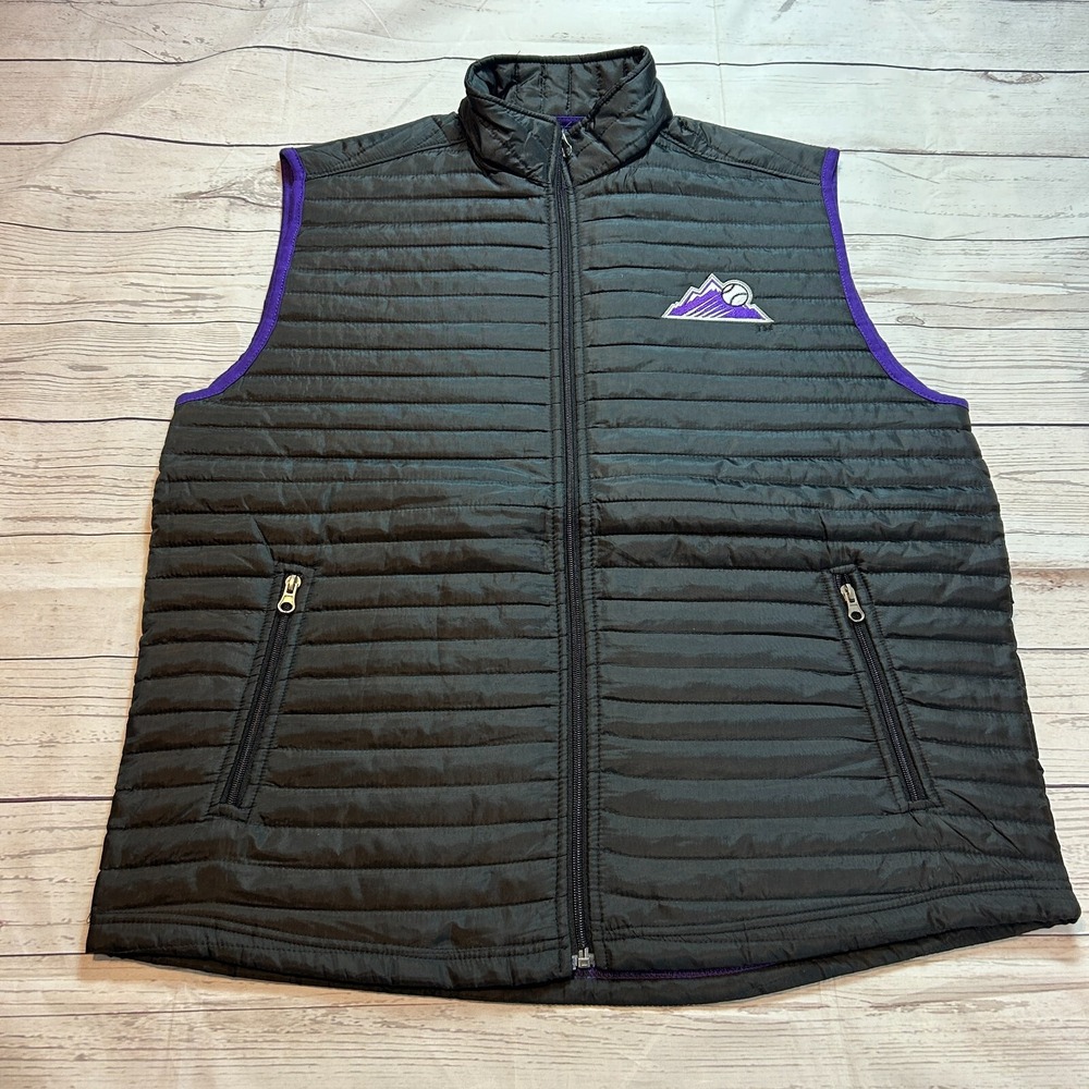 MLB Colorado Rockies Vest King Soopers Promo Black Purple Men's Size Large‎